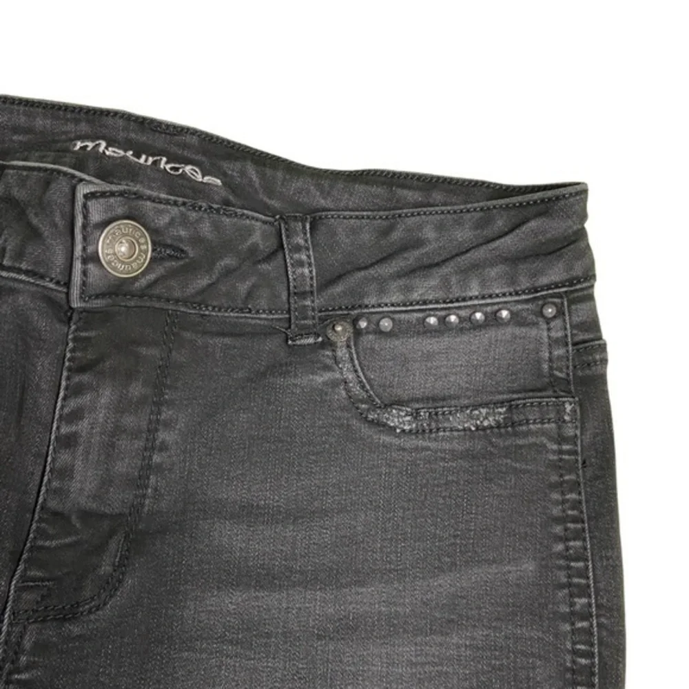 Maurices Jeans Faded Black Studded Skinny Jeans Size Medium Regular 8 10 - Picture 5 of 14